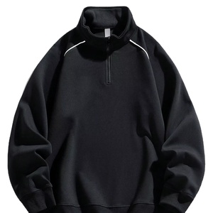 OEM personnalisé hommes automne vêtements noir pull à la mode décontracté couleur unie sweat avec 1/<span class=keywords><strong>4</strong></span> fermeture éclair col montant pour hommes - Product Image 1