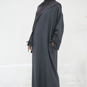 2025 Loriya Ramadan EID <span class=keywords><strong>Abaya</strong></span> Dubai Islamic <span class=keywords><strong>Abaya</strong></span> abito musulmano <span class=keywords><strong>donna</strong></span> tinta unita abiti da <span class=keywords><strong>donna</strong></span> Tie-polsino oversize Casual <span class=keywords><strong>Abaya</strong></span> - Product Image 3