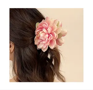 Korean Imitation Flower Fabric Hair Claw Clips Sweet Large Wedding Summer Flower Hair Accessories For Women