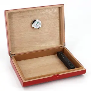 Produttore Personalizzato Desk Top Cedro Spagnolo Scatola di Legno Rosso Cigar Humidor Da Viaggio