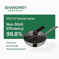 Wok à frire en acier inoxydable 304 à 3 plis de 2,5 mm, à induction rapide, antiadhésif, avec revêtement céramique, pour œufs et poissons, avec couvercle, marque personnalisée