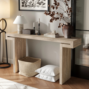 <b>Rustic</b> Farmhouse <b>Console</b> <b>Table</b> 60 Inches Distressed Wood Finish Entryway Sofa Side <b>Table</b> For Living Room Hallway Natural Wood - Product Image 2