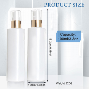 Botella de Spray Cilíndrica Esmerilada de Plástico PET de 30ml/60ml/100ml/150ml/200ml con Cabeza Dosificadora Dorada, Impresión Serigráfica, para Limpiador Facial y Loción - Product Image 2