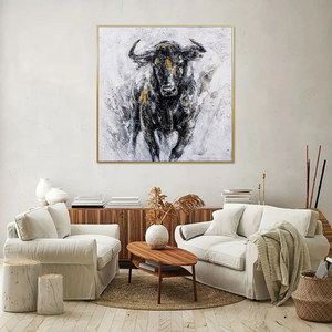 Huamiao texturé <span class=keywords><strong>peinture</strong></span> à l'huile animal mur art salon décor peint à la main <span class=keywords><strong>buffle</strong></span> <span class=keywords><strong>peinture</strong></span> à l'huile - Product Image 4