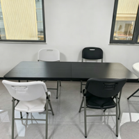 Tables de banquet rondes pliantes en plastique blanc avec structure en fer HDPE de 6, 5 et 4 pieds pour événements, fêtes, mariages, extérieur, hôtels, salles à manger et écoles
