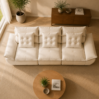 Canapé d'angle en L moderne personnalisé en tissu crème, rembourré en éponge, antibactérien, avec dossier réglable pour hôtel, appartement, entrée