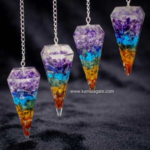 Pendule de Reiki 7 Chakras en forme de goutte d'eau, pierre précieuse, orgone, cristal de guérison, radiesthésie - Product Image 6