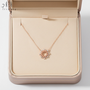 Most Popular <b>Circle</b> Hand Crafted Daily Wearing Necklace Jewelry Real Natural Diamond 18K Solid Rose Gold Pendant Necklace - Product Image 1