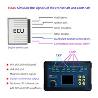 Simulador de Señales de Cigüeñal y Árbol de Levas Analógico de Seis Canales YC600 (CKP/CMP/SYNC) para Motores Diésel y de Gasolina con Software de Edición de Formas de Onda