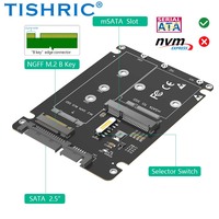 Tarjeta adaptadora TISHRIC M.2 MSATA SSD a convertidor SATA M.2 B clave a SATA SSD 2,5 pulgadas SATA 3,0 carcasa compatible con ordenador portátil de escritorio