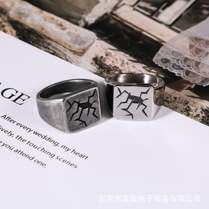 Anillo de Acero Inoxidable para Hombre con Diseño de Araña, Estilo Retro Plateado, Diseño Geométrico de Insecto SA1160 - Product Image 4