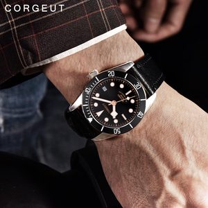 Montre-bracelet analogique Corgeut 41 mm en saphir étanche pour homme, mécanique automatique avec bracelet en cuir de 22 mm, résistante à l'eau - Product Image 3