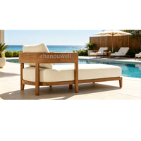 Ensemble de chaises longues de luxe en teck pour l'extérieur, résistant à l'eau, idéal pour les vacances à la plage et les centres de villégiature