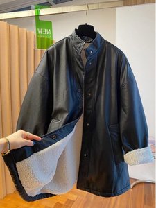 Giacca Lunga Casual Nera in Pelle PU Traspirante <span class=keywords><strong>con</strong></span> Bordo in Pelliccia da Donna, Collezione Autunno 2026 - Vendita all'Ingrosso - Product Image 1