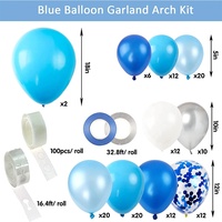 Kit de guirlandes de ballons bleu roi, bleu ciel, blanc et argent pour décoration de fête d'anniversaire ou de baby shower