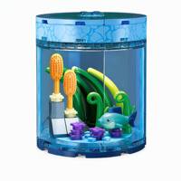 Set de Construcción de Acuario de Delfines Personalizado con Algas y Plantas Naranjas, Juguete Infantil Inspirado en la Vida Marina para Aprender y Exhibir