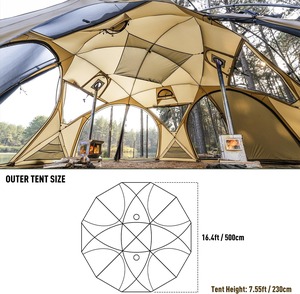 <span class=keywords><strong>Tente</strong></span> <span class=keywords><strong>d</strong></span>ôme OEM grande capacité 6-8 personnes avec cheminée, imperméable pour le camping hivernal, les activités familiales en plein air, la chasse et la pêche - Product Image 4