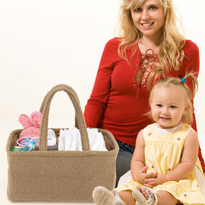 High Quality White Teddy Velvet Baby Diaper <strong>Bag</strong> Nursery Storage Caddy Mommy Carry <strong>Bag</strong> <strong>Nappy</strong> Toy <strong>Organiser</strong> for Newborn Essential - Product Image 6