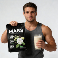 Complément sportif protéiné, poudre de prise de poids, saveur vanille, poudre protéinée, prise de masse
