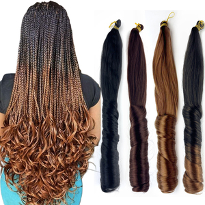 Gran oferta de extensiones de cabello de <span class=keywords><strong>mechas</strong></span> de rizos <span class=keywords><strong>en</strong></span> espiral ondulados sintéticos para trenzas africanas cabello trenzado de rizos franceses suaves - Product Image 1