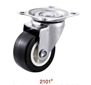 1.5 Inch Black Stainless Steel Furniture <strong>Casters</strong> Brake Flat Bottom Rubber <strong>Wheel</strong> Adjustable Mounts Modern Office Living Hospital - Product Image 1