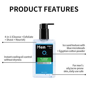 Nettoyant pour peau grasse pour hommes Acide aminé AHA Acide salicylique Contrôle de l'huile Acné Atténuation des cicatrices Rétrécissement des pores Hydratant Nettoyant facial - Product Image 3