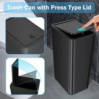 Petite poubelle de salle de bain avec couvercle, poubelle mince de 10 L avec couvercle à ouverture automatique pour chambre à coucher, bureau, s'adapte sous le bureau/le placard