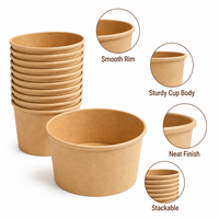 Bol à salade jetable en papier kraft de qualité alimentaire à paroi simple avec feuille d'or et gaufrage, capacité 750 ml et couvercle en PET