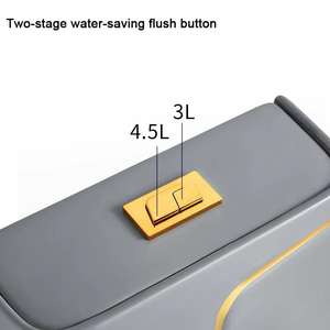 WC monobloc moderne en céramique à double chasse, à siphon, noir, avec accessoires de salle de bain colorés pour la maison, sortie au sol, siphon en P - Product Image 3