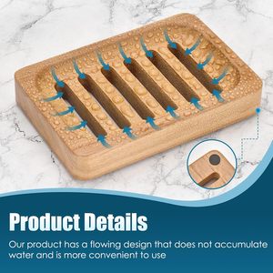 Support à Savon en Bois Personnalisé OEM Gravé, Plateau de Drainage Naturel en Bois Rainuré pour Salle de Bain et Douche, Vente en Gros - Product Image 4