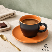 Tasse à café expresso en céramique personnalisée à deux couleurs avec soucoupe, logo personnalisé, tasse à expresso en porcelaine italienne pour café