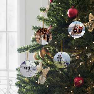 Round Shape Sublimatable Outdoor Indoor Hanging Home Decoration 3 Inch Blanks Sublimation <b>Christmas</b> Ceramic Ornaments - Product Image 3
