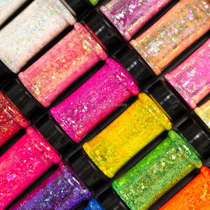 Fabrika toptan kozmetik Glitter toz altıgen PET toplu holografik Glitter karışık tıknaz Glitter toz el sanatları için 24 renkler - Product Image 2
