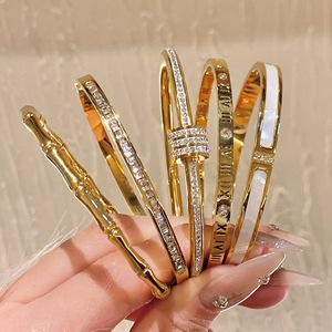 Pulsera de Moda de Acero Inoxidable de Alta Calidad Chapada en Oro de 18K con Circonitas, para Regalo de Boda o Cumpleaños, Joyería para Mujer 2026 - Product Image 2