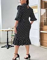 Robe tunique asymétrique à col rond et patchwork à pois avec impression personnalisée Robe sans souffle en polyester et élasthanne de marque avec logo personnalisé