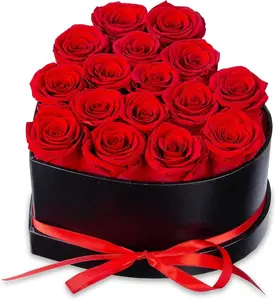 Оптовая продажа, бессмертные розы, бессмертные цветы, натуральные цветы ручной работы, вечные розы, сохраненные розы в форме сердца в подарочной коробке
