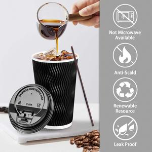 Gobelet en papier kraft à double paroi biodégradable personnalisé de 8 oz et 16 oz pour thé chaud et café froid - Product Image 3