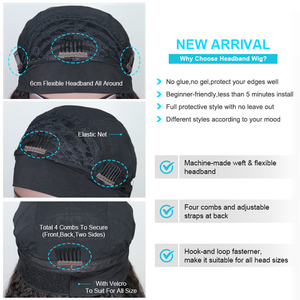 FYX Hair Perruque Bandeau <span class=keywords><strong>Foulard</strong></span> <span class=keywords><strong>Cheveux</strong></span> Humains Courts Bouclés <span class=keywords><strong>Afro</strong></span> Kinky Brésiliens Remy - Product Image 5