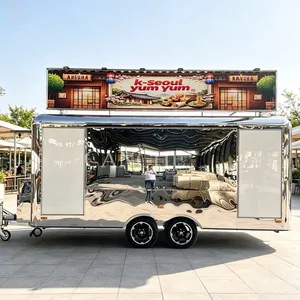 Chariot de restauration mobile personnalisé en acier inoxydable pour burgers, tacos et frites, idéal pour la vente de nourriture de rue en extérieur - Product Image 6