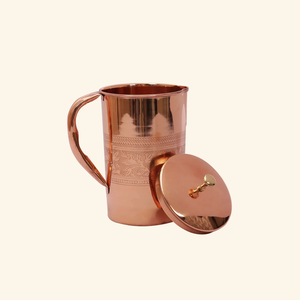Elegant Exclusive Luxury Royal Copper Jug Shiny Polished Hammered Handmade Pure Copper <b>Large</b> Capacity for Office Travel Home Use - Product Image 1