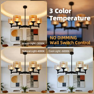 Lámpara Colgante LED de Estilo Rústico Negro con Múltiples Cabezales, Pantalla de Cristal Transparente, Lámpara Colgante de Hierro para Isla de Cocina, Comedor, Sala de Estar, Dormitorio - Product Image 4