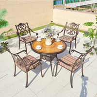 Table ronde en aluminium moulé CHOUVANT K/D pour patio, loisirs, après-midi, table d'extérieur en métal