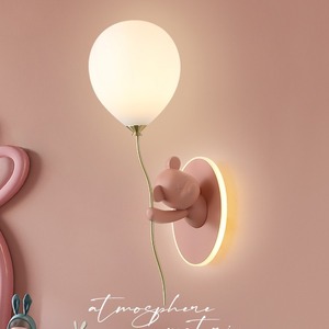 Lámpara de Pared Infantil con Diseño de Oso de Dibujos Animados Nórdica, Linda Lámpara de Globo para Dormitorio de Niños y Niñas, Luz Ambiental de Hierro para Baño - Product Image 3