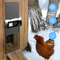 Porte de poulailler intelligente Yun au design moderne, sensible à la lumière, modes d'ouverture et de fermeture faciles, motif imprimé, pour cage à animaux de compagnie