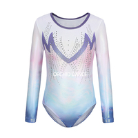 Justaucorps et shorts de gymnastique pour filles de haute qualité, nouvelle collection, manches longues, strass, en spandex, fabriqué en Chine