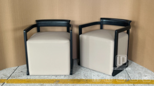Sillón Updecors de Diseño Italiano con Estructura Metálica, Sillón de Salón con Tapicería de Tela, Juego de Sillones de Aluminio para Salón - Product Image 4