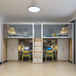 <span class=keywords><strong>Lit</strong></span> superposé double <span class=keywords><strong>en</strong></span> métal et acier pour étudiants, <span class=keywords><strong>avec</strong></span> table d'étude et <span class=keywords><strong>bureau</strong></span> intégrés, idéal pour dortoirs scolaires et adultes - Product Image 2