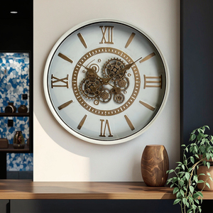 Đương đại 60 cm chữ số La Mã trắng di chuyển bánh Đồng hồ treo tường - Product Image 1