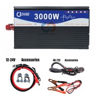 Convertisseur solaire monophasé à onde sinusoïdale pure 12V-72V vers 220V 60Hz, double sortie 3000W 15A, portable pour véhicule, pour utilisation en extérieur