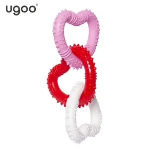 Hot Bán Con Chó Đồ Chơi Đầy Màu Sắc Bền Rắn Con Chó Nhai Tpr Đồ Chơi Cho Chó + Squeaker Pet Chew Đồ Chơi Valentine Trái Tim-Màu Xanh + Vàng